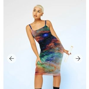 Blackmilk rainbow galaxy midi dress